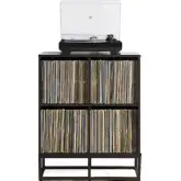 Enzo Record Storage Cube Bookcase in Black Wood & Steel