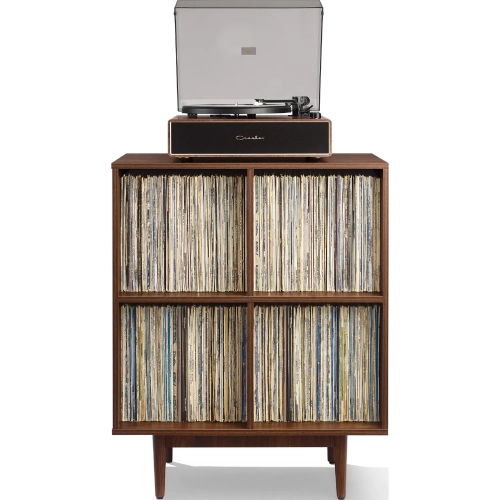 Liam 4 Cube Record Storage Media Stand in Walnut Finish