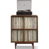 Liam 4 Cube Record Storage Media Stand in Walnut Finish