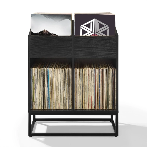 Enzo Medium Vinyl Record Storage Stand in Black & Steel