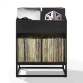 Enzo Medium Vinyl Record Storage Stand in Black & Steel
