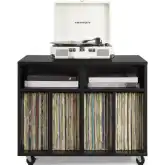 Carlo Rolling Record Player Stand w/ Vinyl Storage in Black