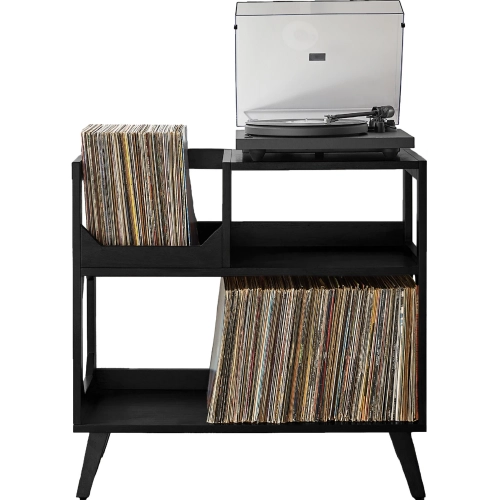 Asheville Medium Record Player Stand w/ Vinyl Storage in Black