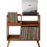 Asheville 32.5"W Record Storage Console in Walnut Wood Veneer