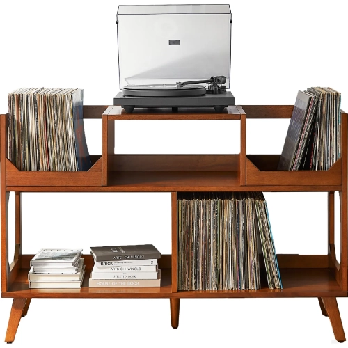 Asheville 47"W Record Storage Console in Walnut Wood Veneer