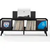 Asheville Low Record Player Stand w/ Vinyl Storage in Black