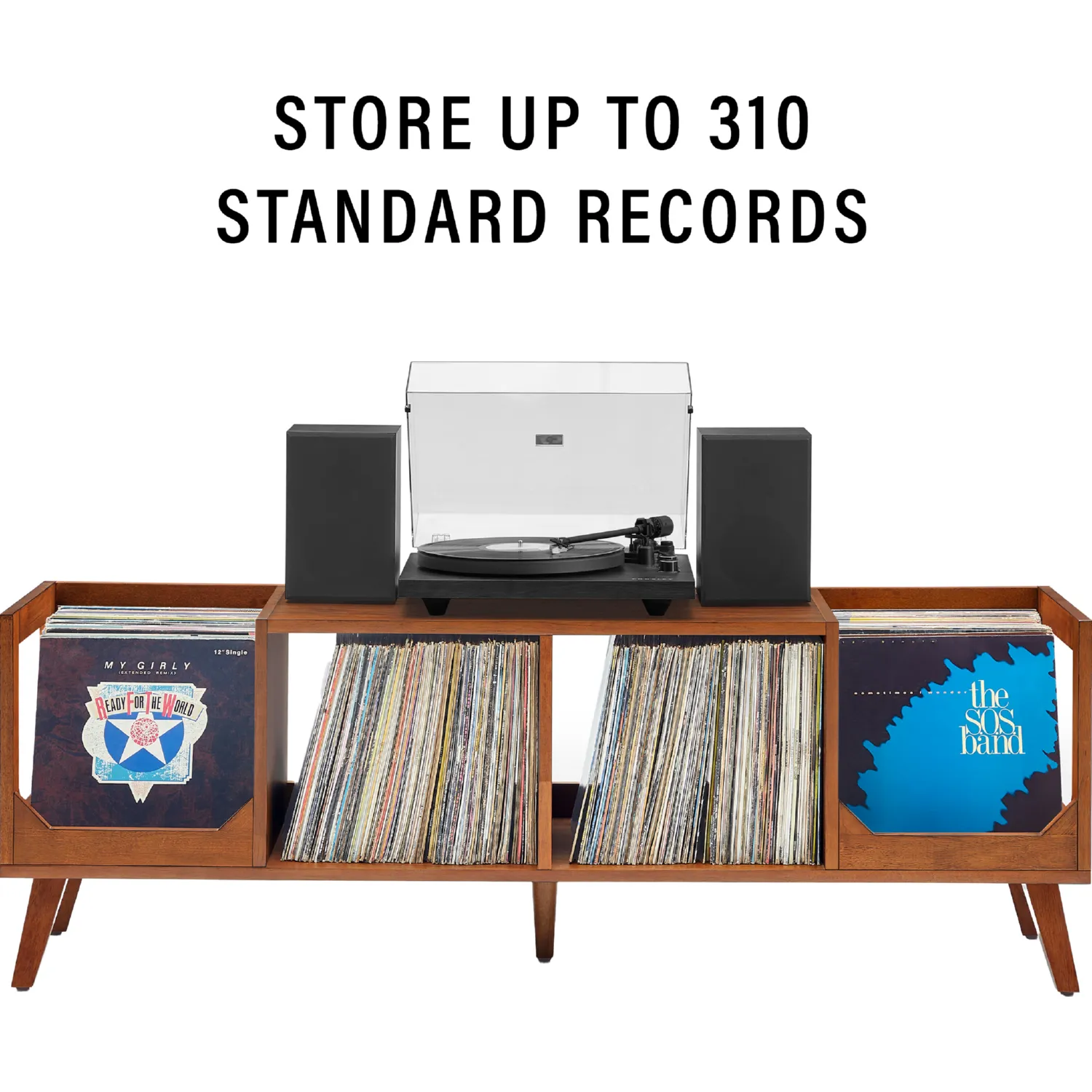 Crosley CF1149 WA Asheville Low Record Storage Console in Walnut