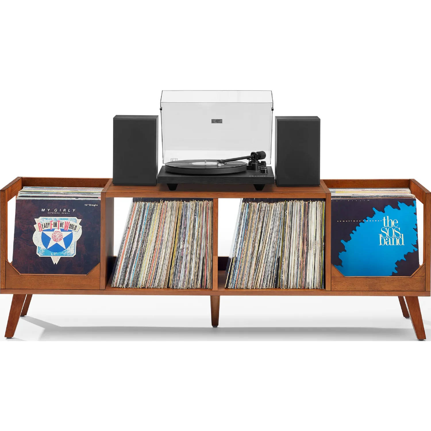 Crosley CF1149 WA Asheville Low Record Storage Console in Walnut