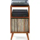 Asheville Small Record Player Stand w/ Vinyl Storage in Walnut Finish