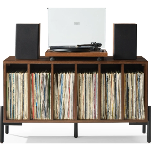 Greenwich Medium Record Player Stand w/ Vinyl Storage Walnut Finish