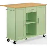 Stella Kitchen Cart in Mint Green Finish & Natural Wood