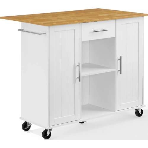 Stella Kitchen Cart in White Finish & Natural Wood