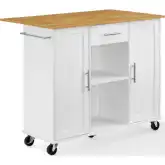 Stella Kitchen Cart in White Finish & Natural Wood