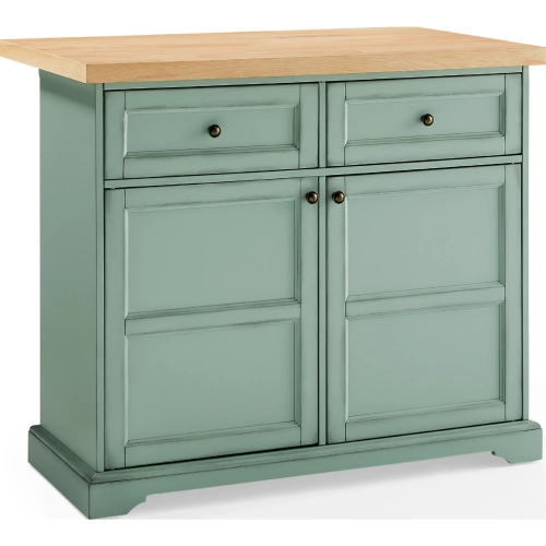 Holbrook Kitchen Island in Distressed Seafoam Blue Finish Wood