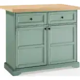 Holbrook Kitchen Island in Distressed Seafoam Blue Finish Wood