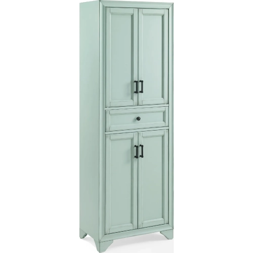 Tara Kitchen Storage Pantry Cabinet in Distressed Seafoam Blue Finish