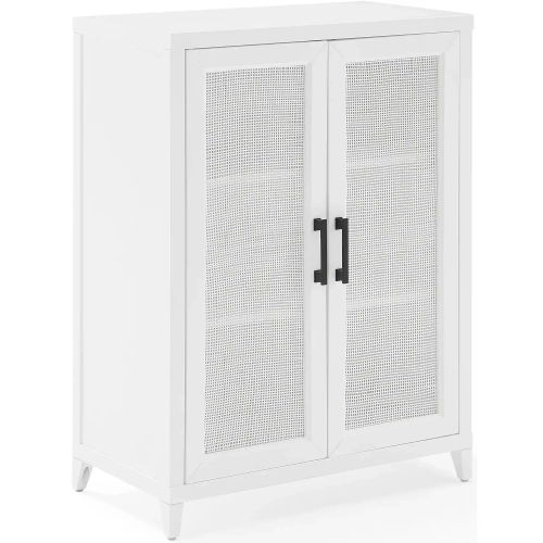 Milo Stackable Kitchen Storage Pantry Cabinet in White & Poly Rattan Mesh