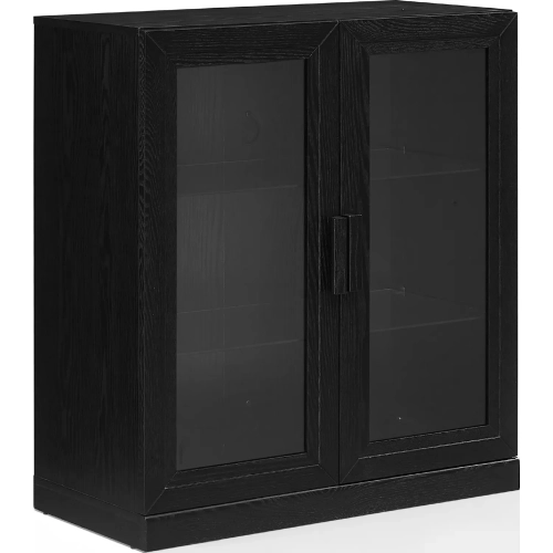 Essen Stackable Glass Door Kitchen Pantry Storage Cabinet in Black Wood