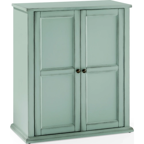 Holbrook Stackable Kitchen Storage Pantry in Distressed Seafoam Blue Finish Wood