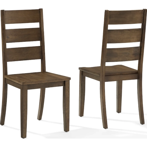 Joanna Ladder Back Dining Chair in Dark Oak Finish Wood (Set of 2)