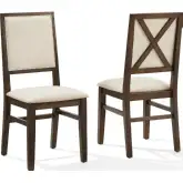 Joanna Dining Chair in Dark Oak Finish Wood & Creme Off White Fabric (Set of 2)