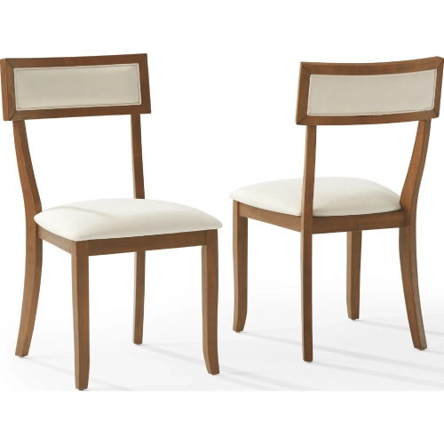 Alessia Dining Chair in Cream Fabric & Brown Wood (Set of 2)