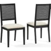 Greer Dining Chair in Black Ash Wood & Creme Off White Fabric (Set of 2)