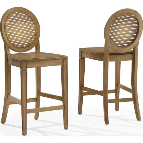 Katia Cane Back Counter Stool in Driftwood Finish (Set of 2)