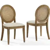 Katia Cane Back Dining Chair in Driftwood Finish & Cream Fabric (Set of 2)