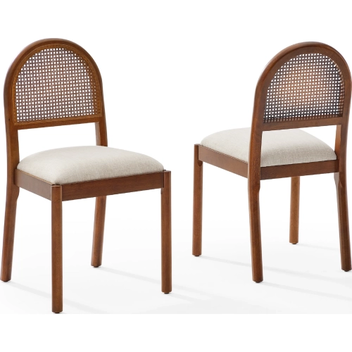 Kennedy Dining Chair in Walnut Finish, Cane & Cream Fabric (Set of 2)