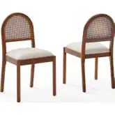 Kennedy Dining Chair in Walnut Finish, Cane & Cream Fabric (Set of 2)