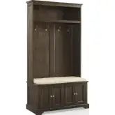 Holbrook Hall Tree in Coffee Brown Wood & Oatmeal Fabric
