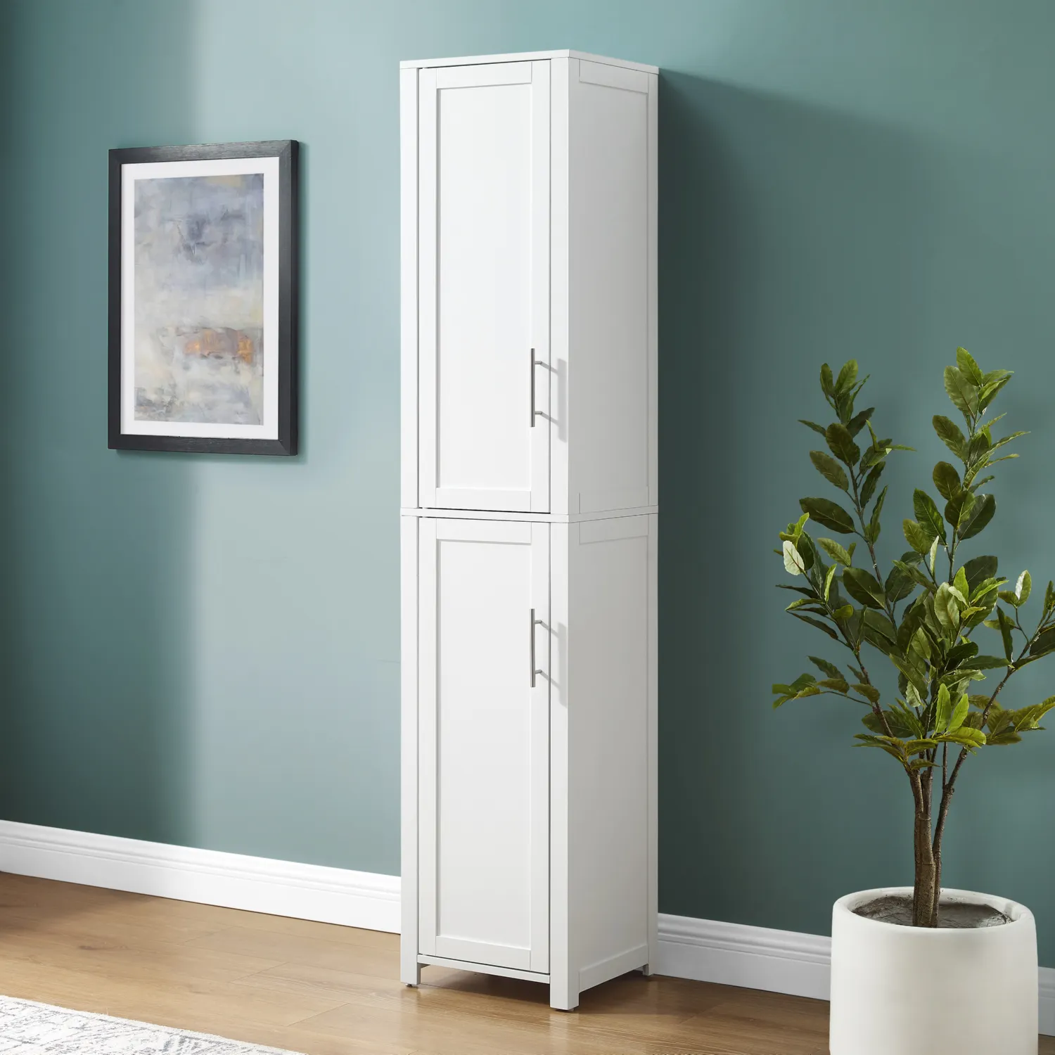 Crosley CF7029 WH Savannah Linen Storage Cabinet in White Finish