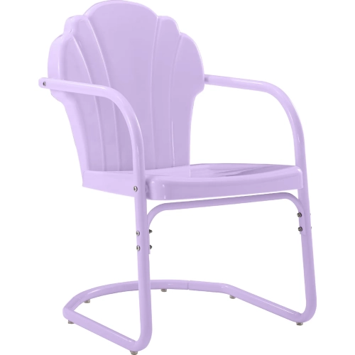 Tulip 2 Piece Retro Outdoor Scalloped Accent Chair Set in Lavender Gloss Steel