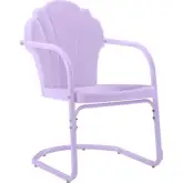 Tulip 2 Piece Retro Outdoor Scalloped Accent Chair Set in Lavender Gloss Steel