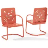 Azalea 2 Piece Retro Outdoor Accent Chair Set in Coral Gloss Steel