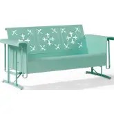 Azalea Retro Outdoor Sofa Glider in Aqua Blue Green Gloss Steel