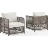 Granite Bay 2 Piece Outdoor Accent Chair Set in PE Wicker & Creme Off White Fabric