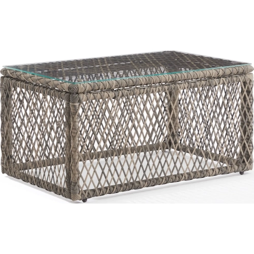 Granite Bay Outdoor Coffee Table in PE Wicker & Tempered Glass
