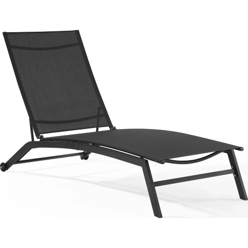 Weaver Outdoor Chaise Lounge in Charcoal Gray Fabric & Black Steel