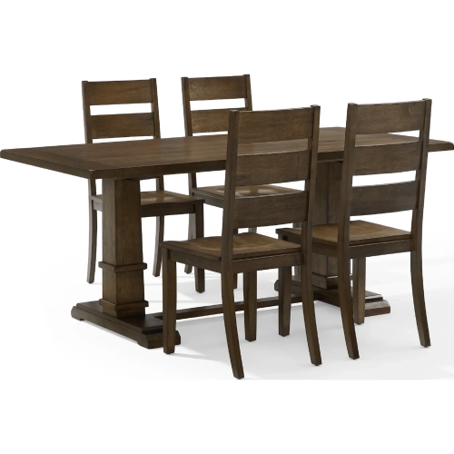 Joanna 5 Piece Dining Table Set in Dark Oak Finish Wood