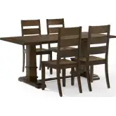 Joanna 5 Piece Dining Table Set in Dark Oak Finish Wood