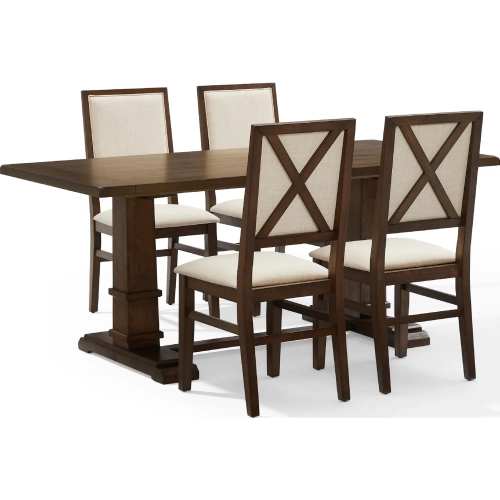 Joanna 5 Piece Dining Table Set in Dark Oak Finish Wood