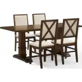 Joanna 5 Piece Dining Table Set in Dark Oak Finish Wood