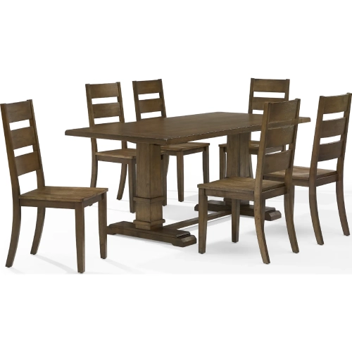 Joanna 7 Piece Dining Table Set in Dark Oak Finish Wood