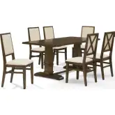 Joanna 7 Piece Dining Table Set in Dark Oak Finish Wood
