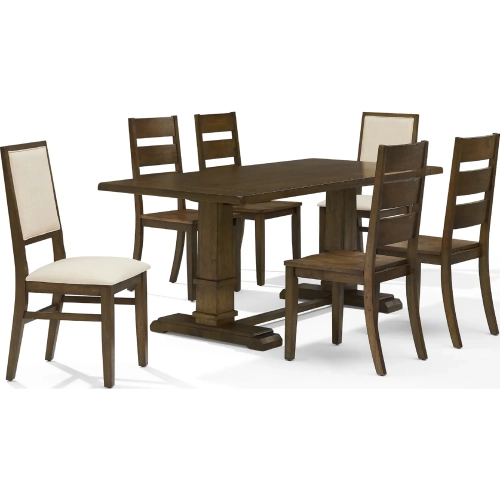 Joanna 7 Piece Dining Table Set in Dark Oak Finish Wood