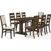 Joanna 9 Piece Dining Table Set in Dark Oak Finish Wood