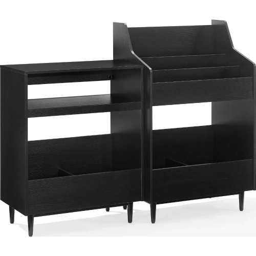 Liam 2 Piece Record Player Stand & Vinyl Storage Set in Black Finish