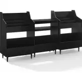 Liam 3 Piece Record Player Stand & Vinyl Storage Set in Black Finish